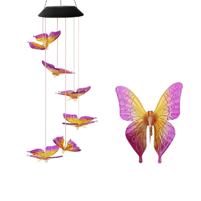 Carillon de vent de papillon LED à énergie solaire (ESG18487)